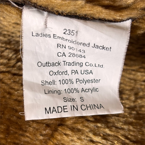 Outback Trading Co Shearling Western Jacket Embroidered Sleeves Brown Size Small - Picture 12 of 16